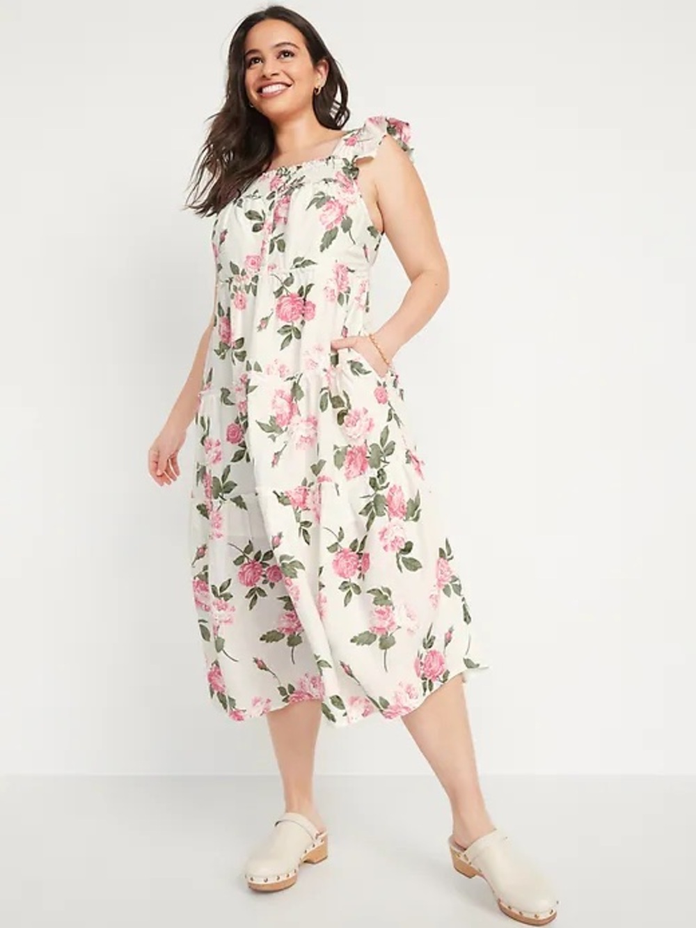 Old Navy Flutter Sleeve Floral Midi Dress